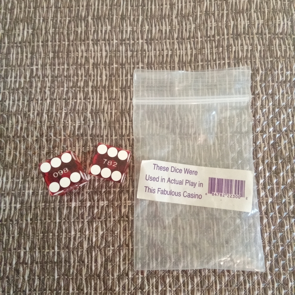 Authentic Red Casino Dice  Treasure Island Las Vegas NV Numbered Collectors Item
